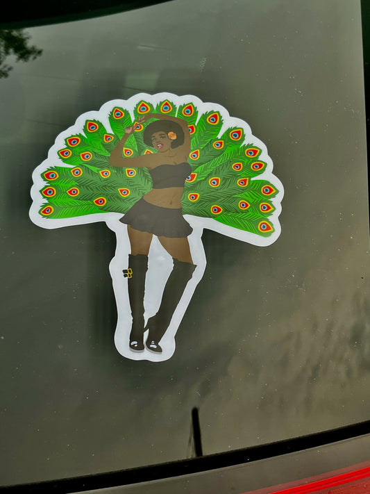 Black Peacock Window Decal